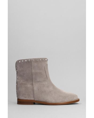 Via Roma 15 Ankle Boots Inside Wedge In Taupe Suede - Gray