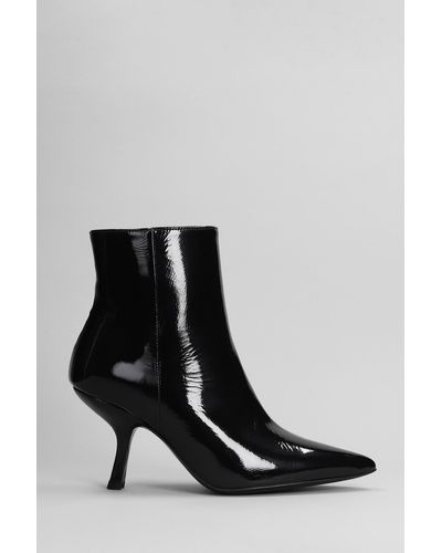 Marc Ellis High Heels Ankle Boots In Black Patent Leather