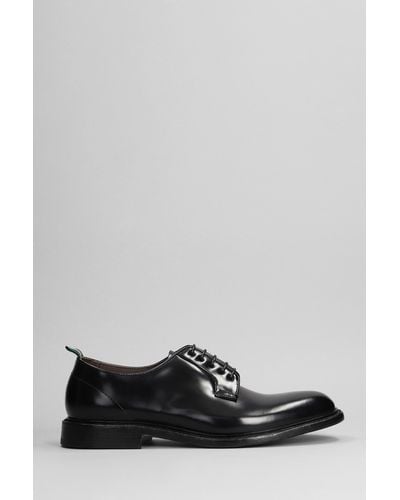 Green George Lace Up Shoes In Black Leather - Gray