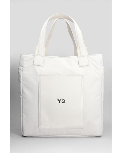 Y-3 Tote In Gray Polyamide - White