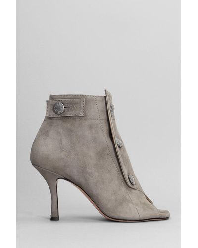 Marc Ellis High Heels Ankle Boots In Gray Suede