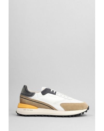 Date Lampo Sneakers In White Suede And Fabric