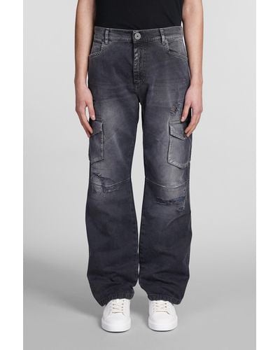 Balmain Jeans in Cotone Nero - Blu