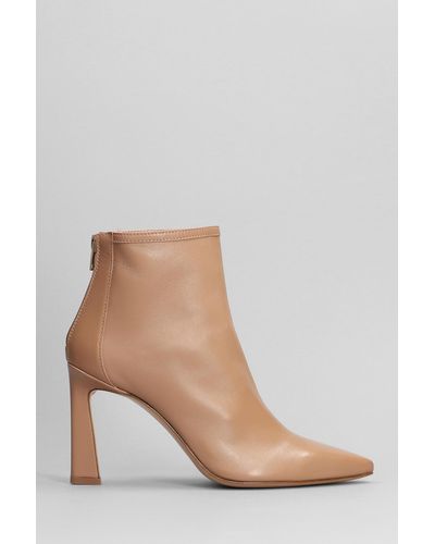 Anna F. High Heels Ankle Boots In Beige Leather - Brown