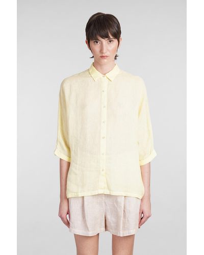 120 Shirt In Yellow Linen - Natural