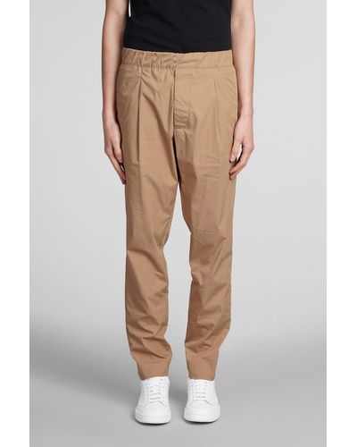 Low Brand Patrick Pants In Camel Cotton - Natural