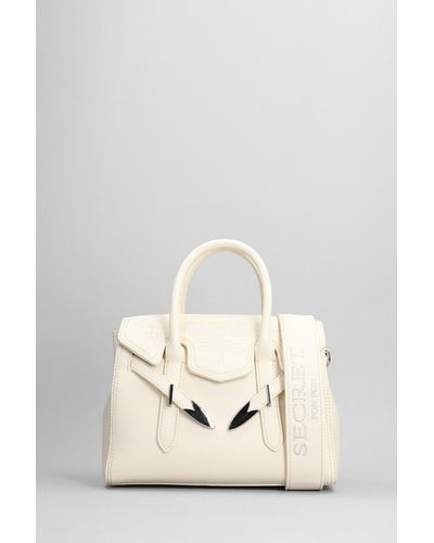 Secret Pon-pon Yalis Rodeo Small Shoulder Bag In White Leather - Natural