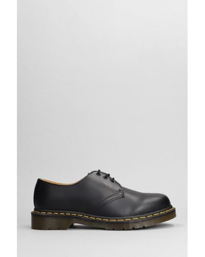Dr. Martens 1461 Lace Up Shoes In Black Leather - Gray