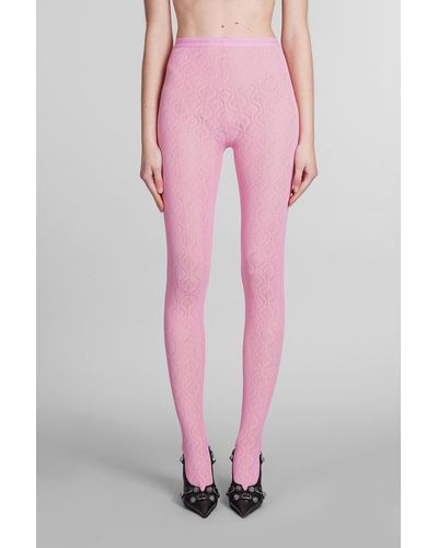 Marine Serre Leggings In Rose-pink Polyester