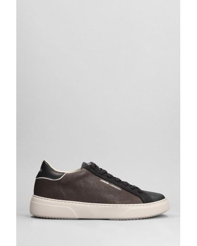 Crime London Sneakers In Black Leather - Gray