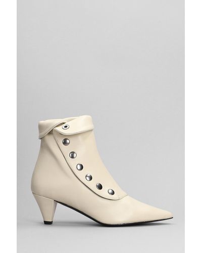 Marc Ellis High Heels Ankle Boots In Beige Leather - White