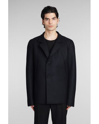 SAPIO N32 Coat In Black Wool