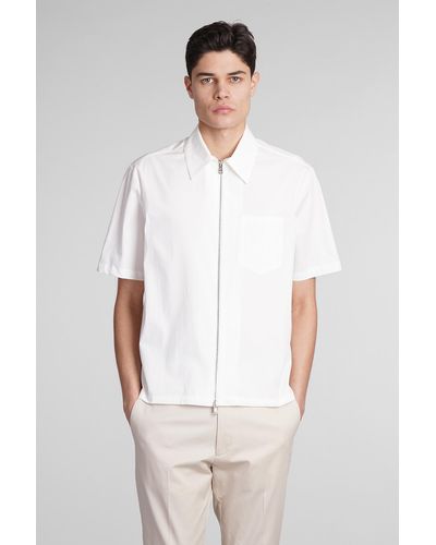 Low Brand Camicia Shirt zip s143 in Cotone Bianco