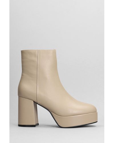 Bibi Lou High Heels Ankle Boots In Taupe Leather - Natural