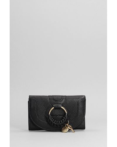 See By Chloé Hana Wallet In Black Leather - Gray