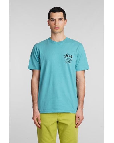 Stussy T-Shirt in Cotone Petrolio - Blu