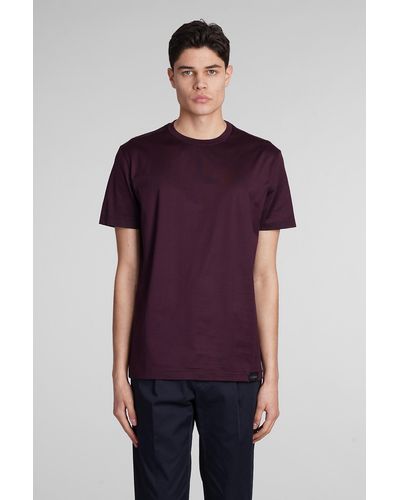Low Brand B134 Basic T-shirt In Bordeaux Cotton - Purple