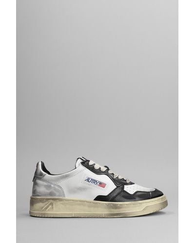 Autry Sup Vint Sneakers In White Multicolor Leather - Metallic