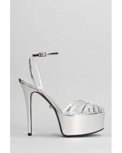 ALEVI Clio 90 Sandals In Silver Leather - White