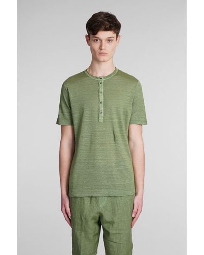 120 T-shirt In Green Linen