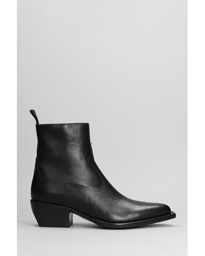 Golden Goose Debbie Texan Ankle Boots In Black Leather