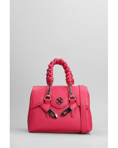 Secret Pon-pon Quiny Xsmall Shoulder Bag In Fuxia Leather - Pink