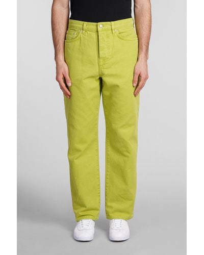 Stussy Jeans In Green Denim - Yellow