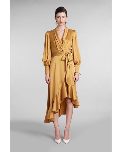 Zimmermann Dress In Gold Silk - Metallic