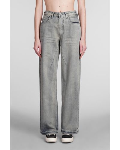 Rick Owens Get Jeans Jeans In Cyan Cotton - Gray