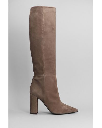 Anna F. Combat Boots In Taupe Suede in Black Lyst
