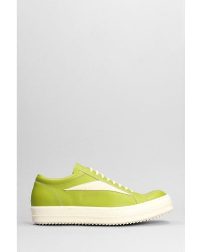 Rick Owens Vintage Sneak Sneakers In Green Leather - Yellow
