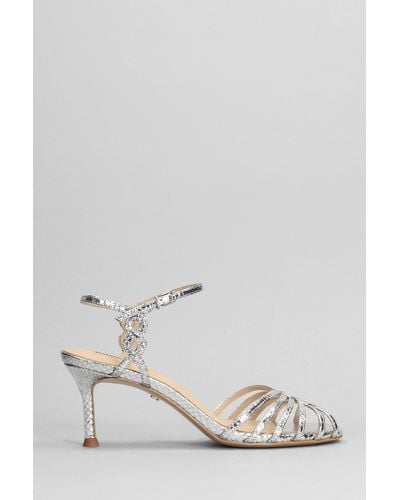 Lola Cruz Tango 65 Sandals In Silver Leather - White