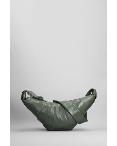 Lemaire Meduim Croissant Shoulder Bag In Green Leather - Gray