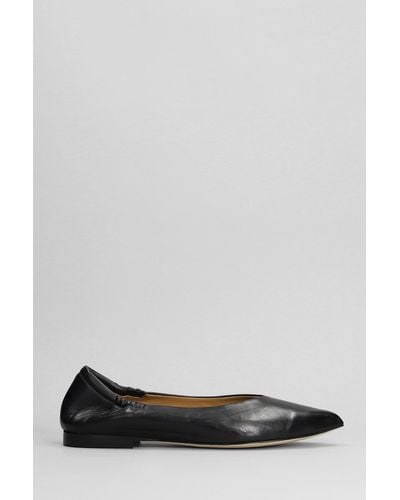 Anna F. Ballet Flats In Black Leather - Gray