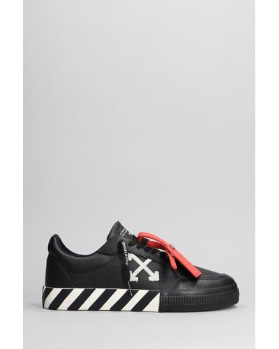 Off-White c/o Virgil Abloh Low Vulcanized Sneakers In Black Leather