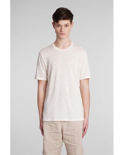 120 T-shirt In Beige Linen - White