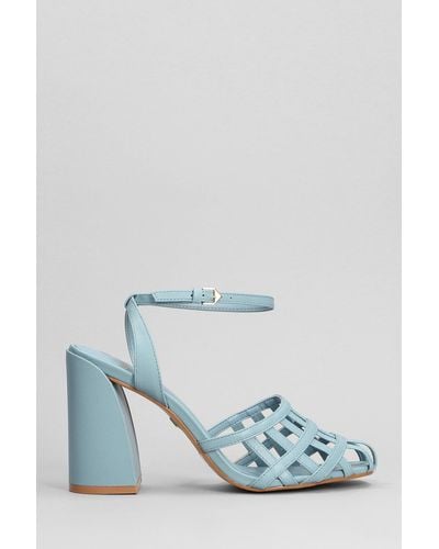 Carrano Sandals In Cyan Leather - White