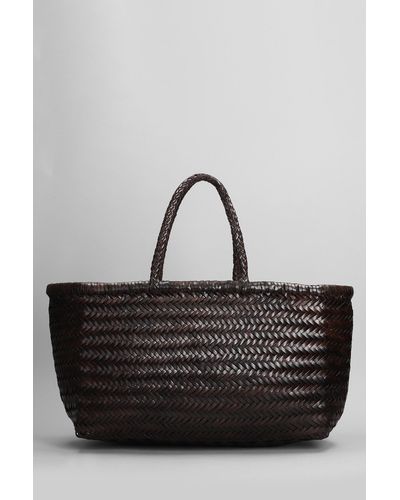 Dragon Diffusion Bamboo Triple Jump Tote In Brown Leather - Gray