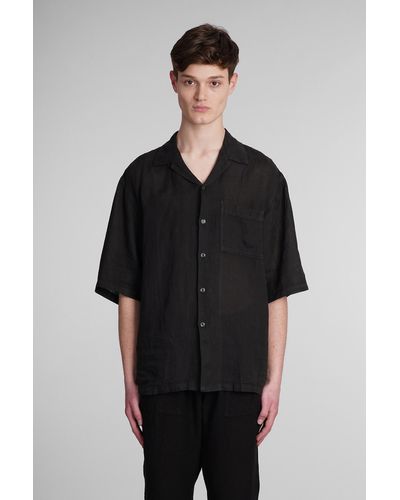 120 Shirt In Black Linen