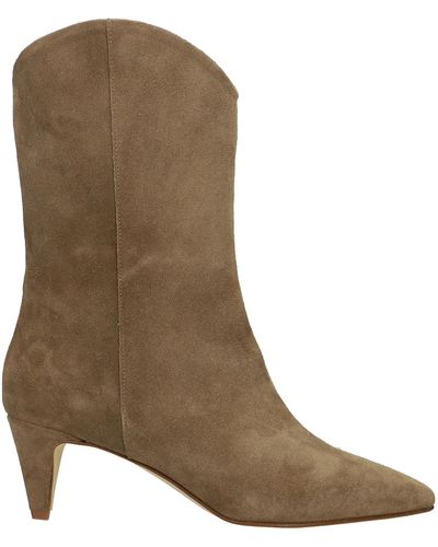 Julie Dee High Heels Ankle Boots In Taupe Suede - Brown