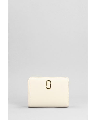 Marc Jacobs The Mini Compact Wallet In White Leather - Natural