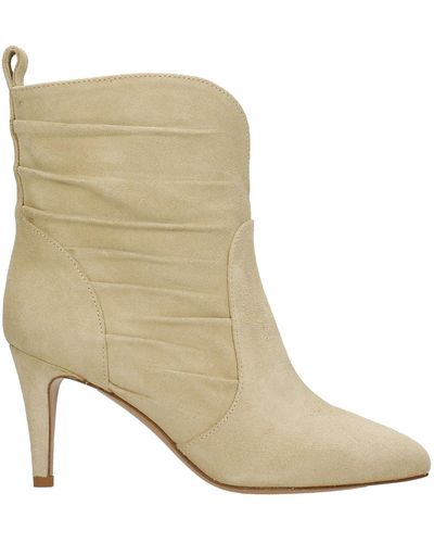 The Seller High Heels Ankle Boots In Beige Suede - Natural