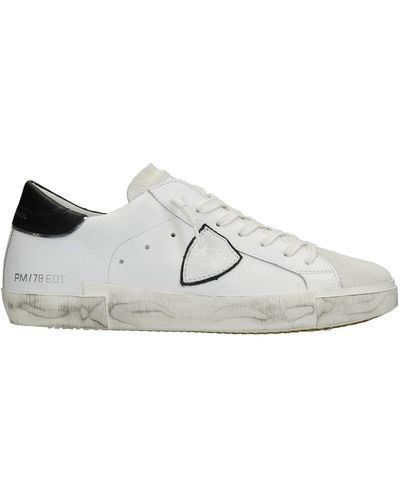 Philippe Model Prsx Sneakers In Suede And Leather - White