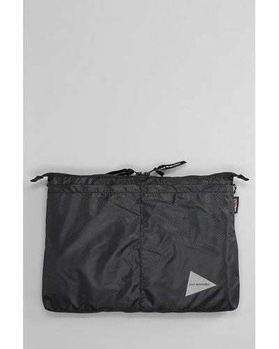and wander Shoulder Bag In Black Nylon - Gray
