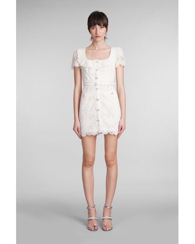 Self-Portrait Dress In Beige Polyester - White