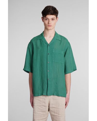 120 Shirt In Green Linen
