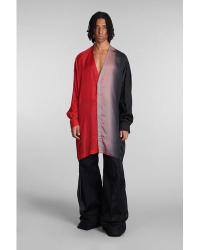 Rick Owens Camicia Minimal larry shirt in Cupro Multicolor - Rosso