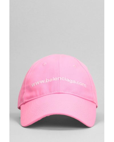 Balenciaga Cappello in cotone con logo ricamato - Rosa
