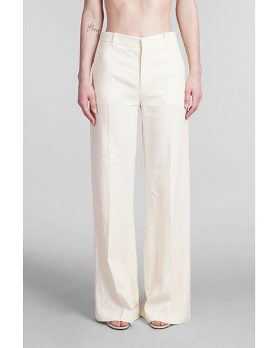 Chloé Pants In Beige Linen - White