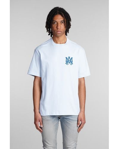 Amiri T-Shirt in Cotone Celeste - Bianco
